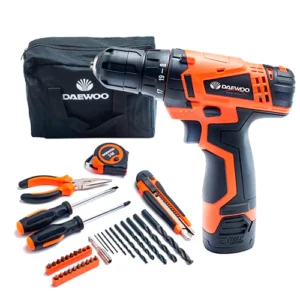 Taladro inalambrico 12V, incluye 36 accesorios - Daewoo